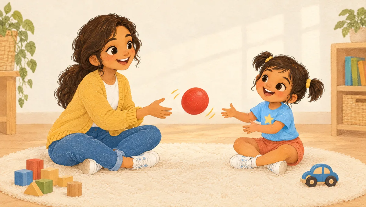 Unidad 2: Laura y Sofía juegan con una pelota en la alfombra